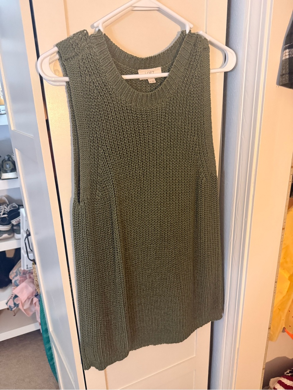 LOFT Green Cable-Knit Tank